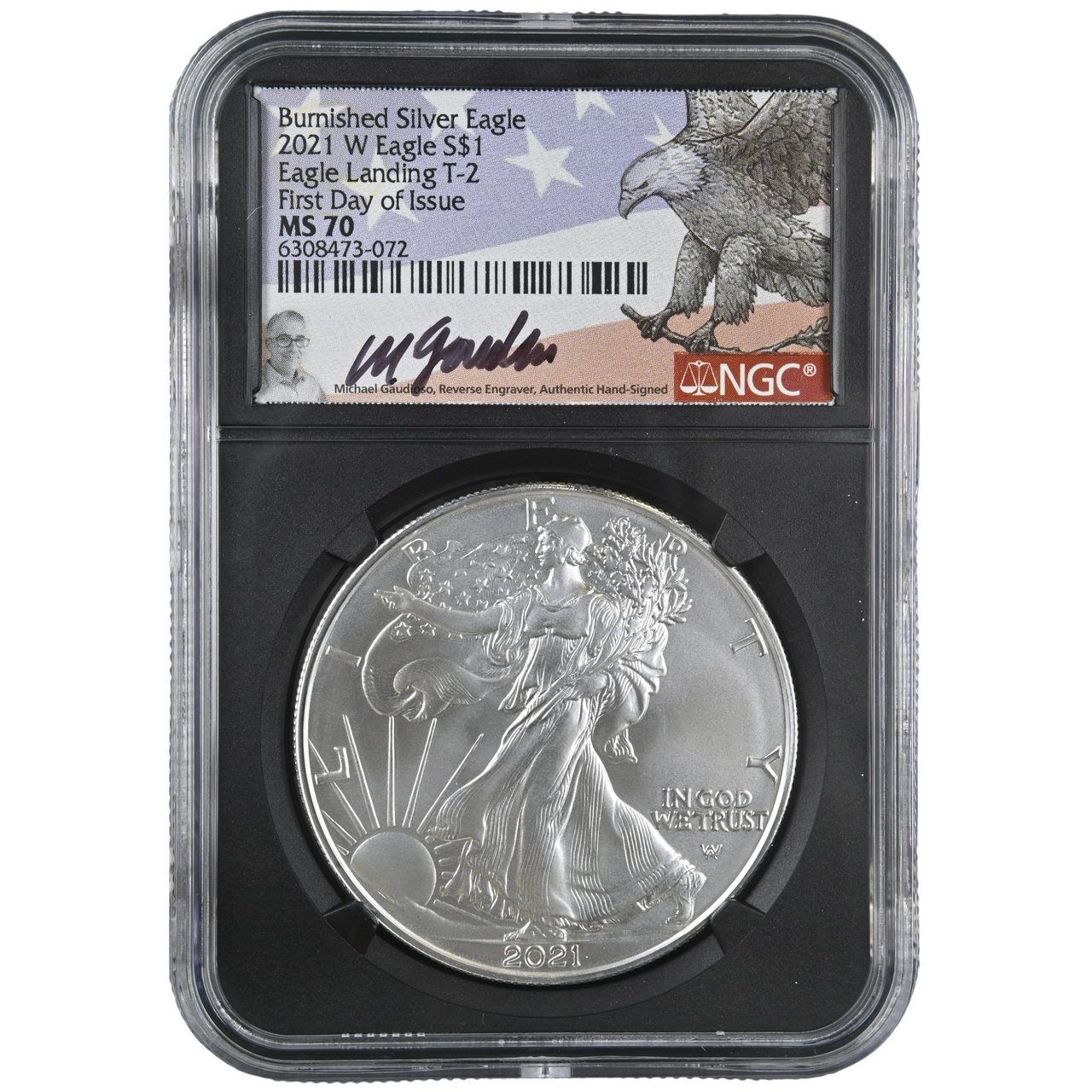 2021 W シルバーイーグル Type2 バーニッシュド MS70 初日発行 2021 W $1 American Burnished Silver Eagle Type 2 First Day of