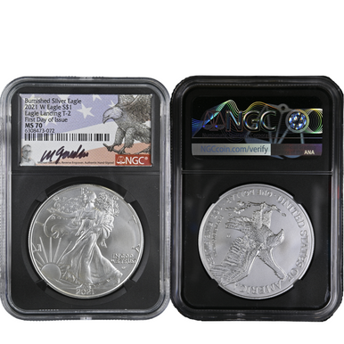 2021 W $1 American Burnished Silver Eagle Type 2 First Day of