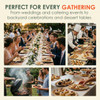 Disposable poplar wood tableware used for weddings, catering events, backyard gatherings, barbecues, and dessert tables, showcasing versatile serving options for every occasion.