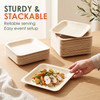 Disposable Poplar Wood Plate 8 Inch Square Sturdy Stackable - Reliable Serving Easy Dinner Party Setup
