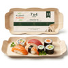 Planet Pantry Disposable Poplar Wood Plate 7x4 Inch Wavy Rectangle 25ct - Premium Wooden Sushi Plate for BBQ Skewers