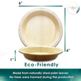 6" Disposable Palm Leaf Round Deep Plate. Suitable for Sppetizers, snack, cake and cold dessert