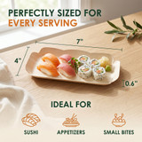 Poplar Wood Plate 7x4 Inch Wavy Rectangle Size Guide - Ideal for Sushi Appetizers and Small Bites