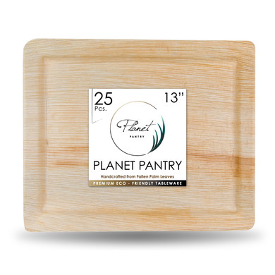 Disposable 13" Rectangle Palm Leaf  Tray or Platters, a compostable bamboo like serving dishes. Best for charcuterie board, board of cheese