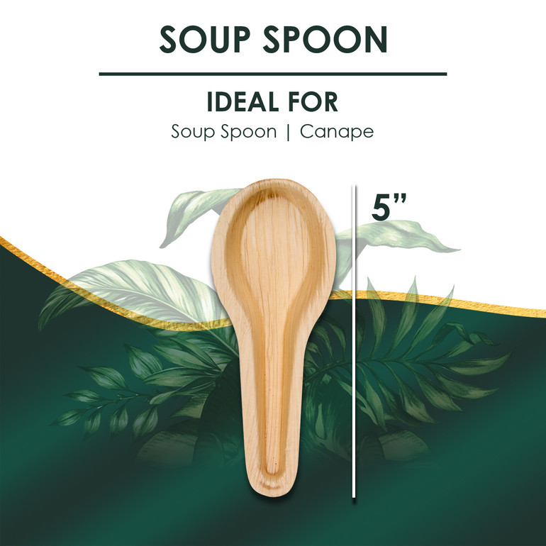 The size of compostable Disposable soup spoon. They are leak proof, sturdy, cut resistant, microwavable