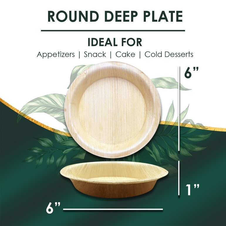 6" Disposable Round Deep Plate. Suitable for Sppetizers, snack, cake and cold dessert
