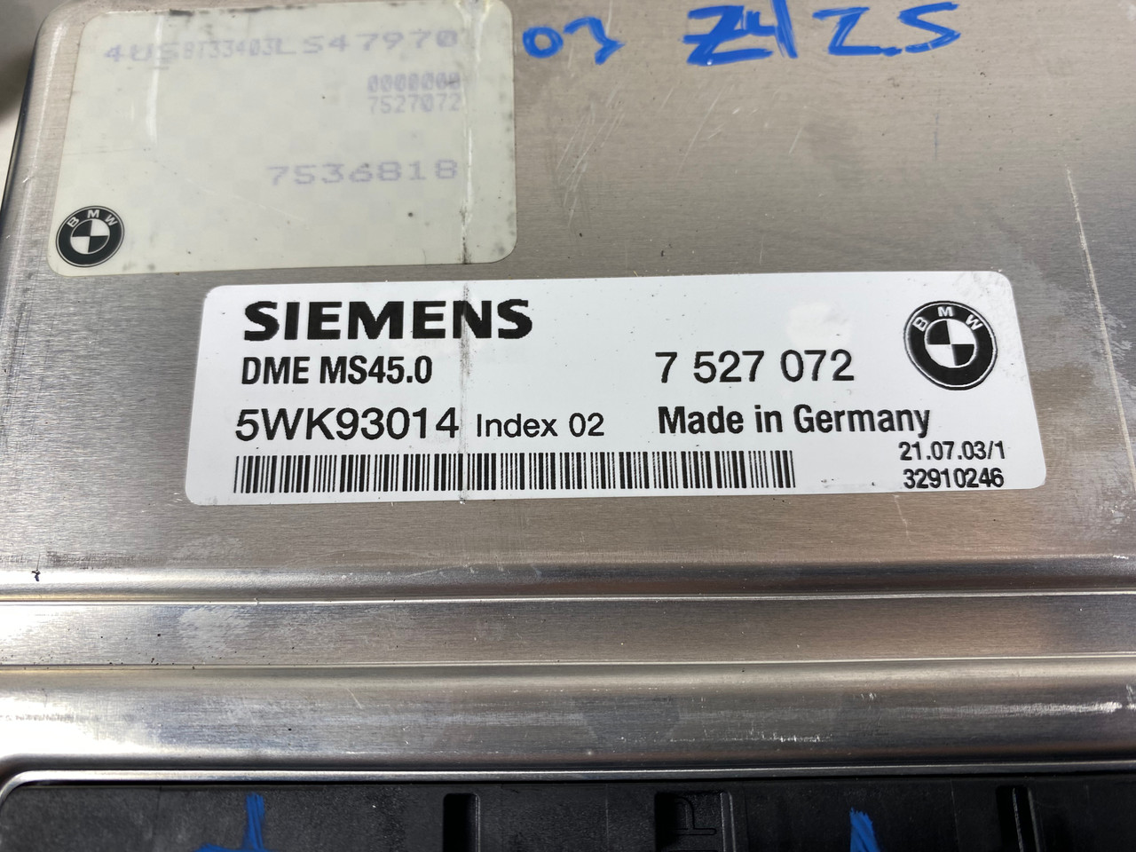 2003-05 BMW E85 Z4 2.5L ENGINE COMPUTER DME EWS IGNITION TUMBLER 7527072