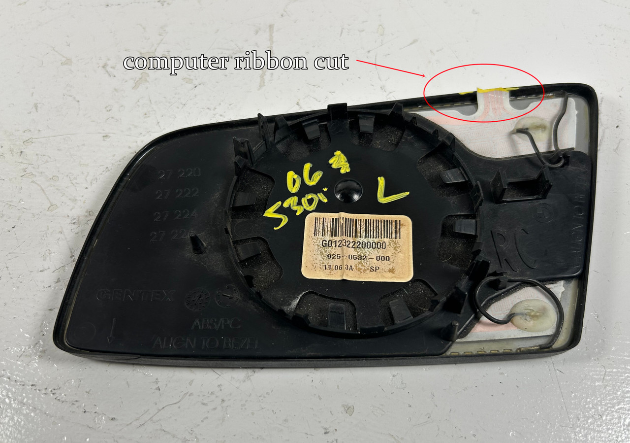 2006 - 09 BMW E60 535i 530i 528i 525i PASSENGER DOOR MIRROR GLASS 7168182