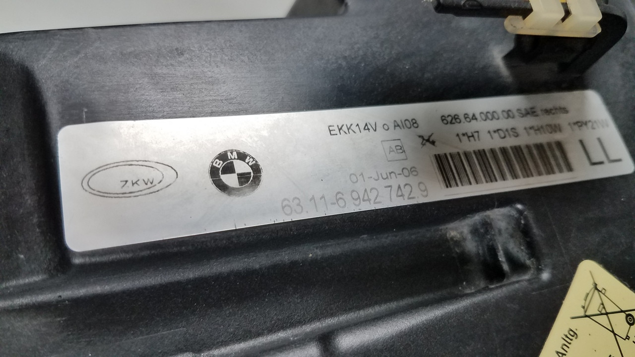 PASSENGER RIGHT XENON HEADLIGHT 2006-08 BMW E90 335i 330i 328i 6942742
