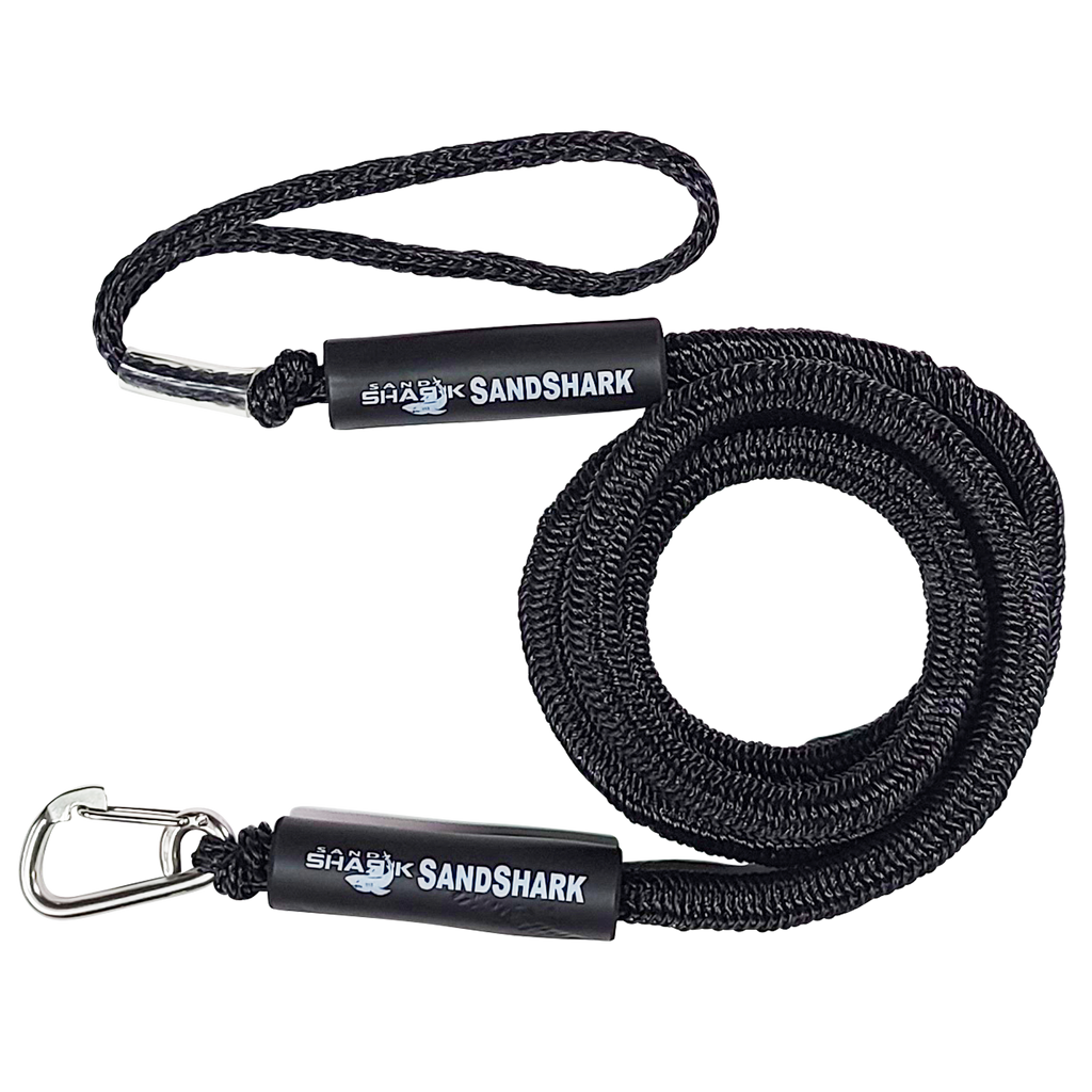 SandShark Anchor Bungee Dock Line. Absorbs Shock to Anchors and Docks Stretches from 7’-14’. Designed for use with SandShark Anchors. (Blue or Black)