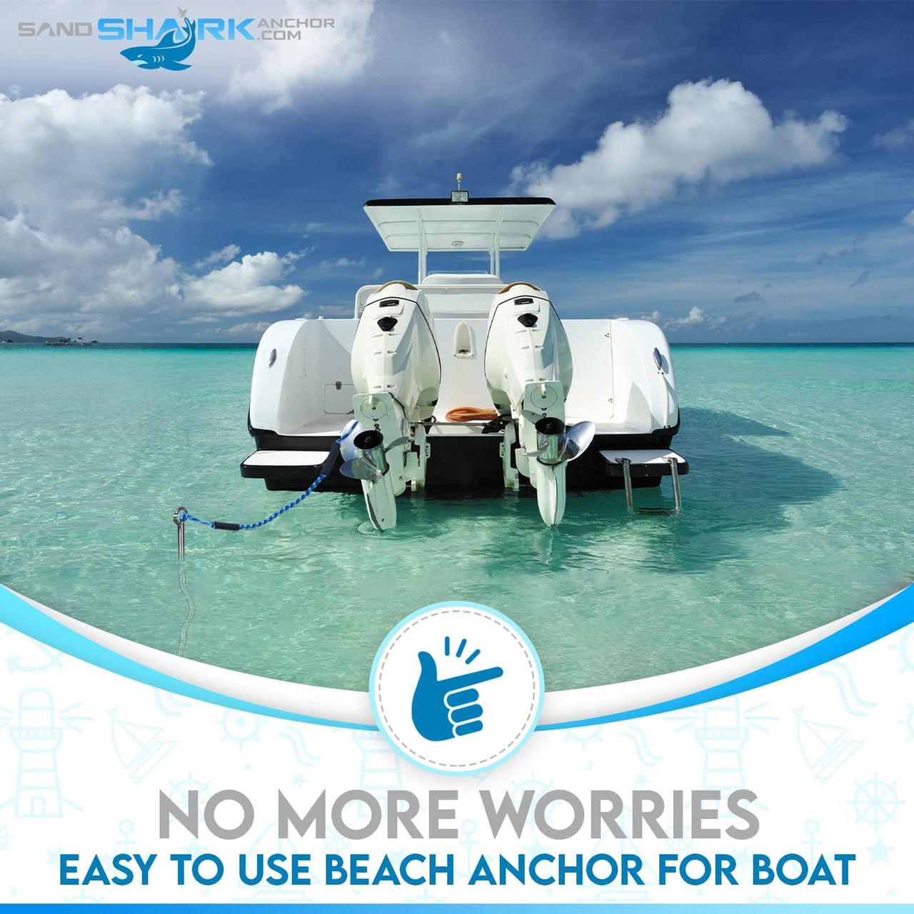 SandShark Boat or Pontoon Sand Anchor for the Beach or Sandbar