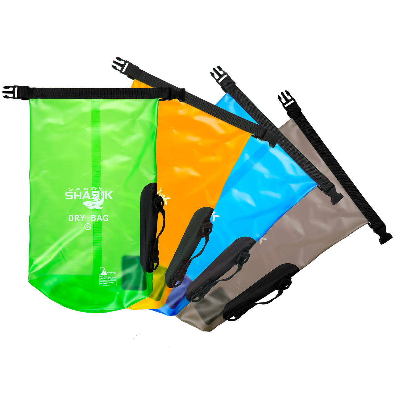 Premium Waterproof Dry Bag by SandShark- Transparent 10 & 20 Liter Floating  Sack for Boating, Camping, Kayaking, Swimming, Hiking, Beach and  Watersports - Side and Shoulder Strap – Roll Top Keeps Gear Dry.