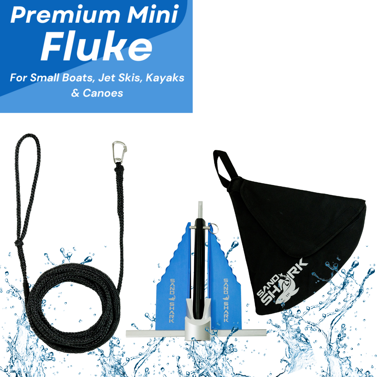 SandShark Mini Fluke Aluminum Jet Ski Anchor Kit - Versatile PWC