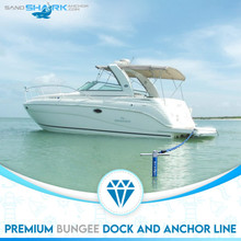 Sand Shark Premium Boat Bungee Dock Lines. Boat Ties to Dock. Reduces Pull on Your Boat Lines and Anchors. Boat Rope That Stretches from 6' to 9'.  Bungee Dock Line   Designed for SandShark Anchors. Colors blue or black.
