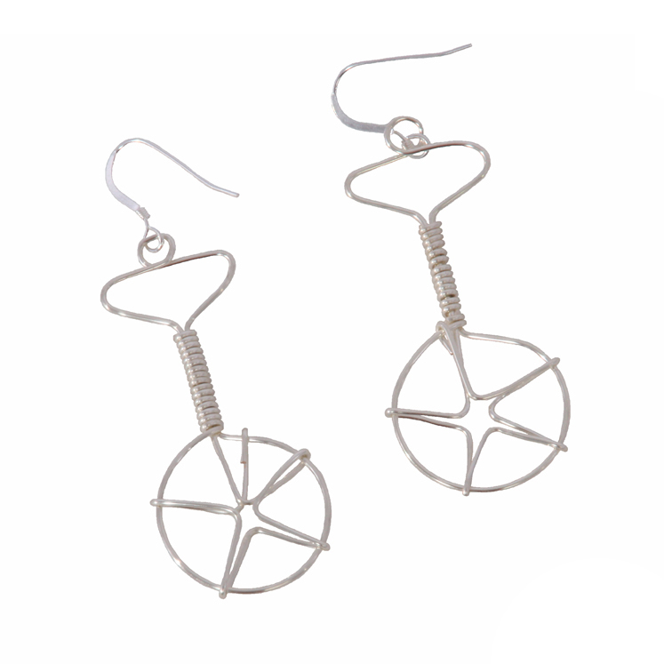 Wired Unicycle Earrings - Silver