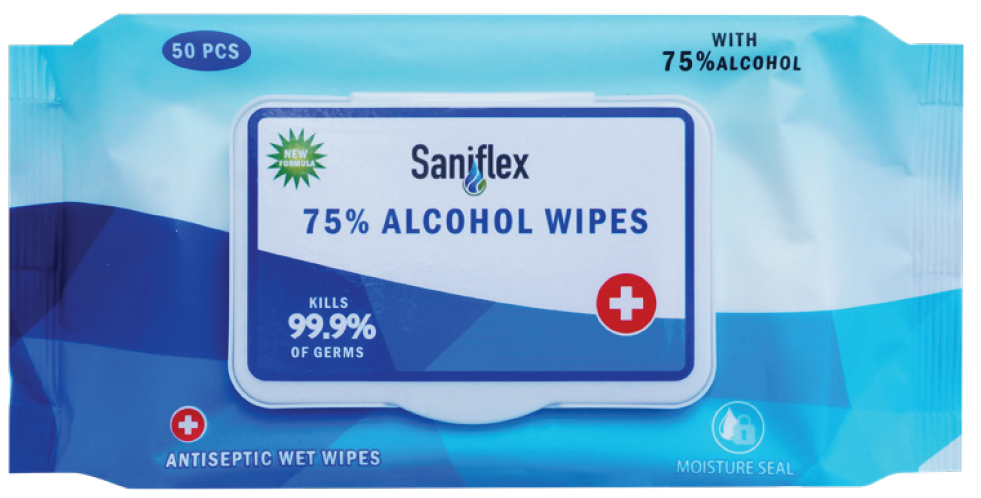 Saniflex 75 Alcohol Sanitary Wipes Pack of 50