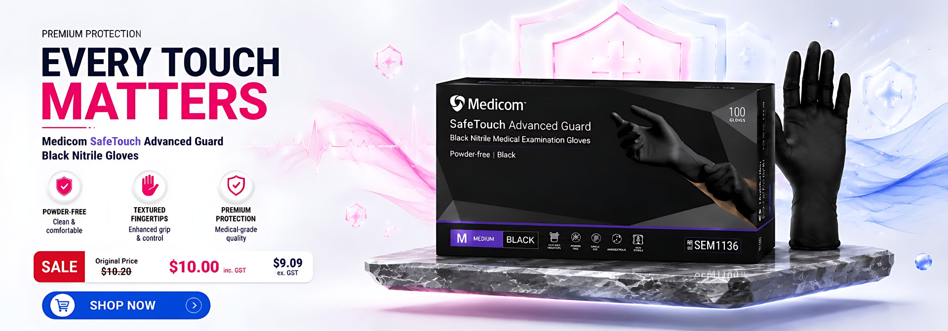 Medicom SafeTouch Advanced Guard black nitrile gloves