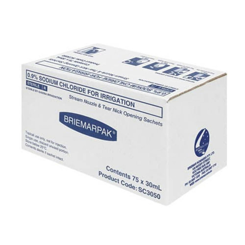 Briemar Sodium Chloride 0.9% for irrigation 30ml Sachet - Box of 75