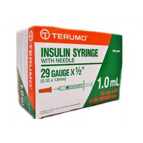 Terumo Insulin Syringe with Needle - 1ml 29G X 1/2" (13mm) - Box/100
