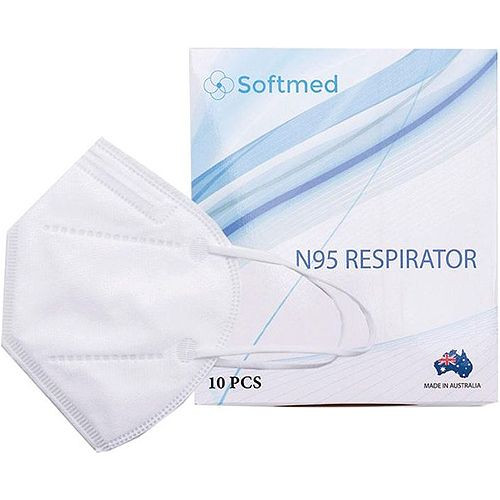 Softmed N95 Respirator and Surgical Face Mask Flat Folded Earloop BOX/10
