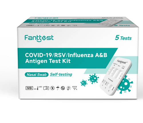 Fanttest(Nasal) RSV /COVID -19 / Influenza A & B 4-in-1 Combo Flu Rapid Antigen Test Kit  - 5 Pack