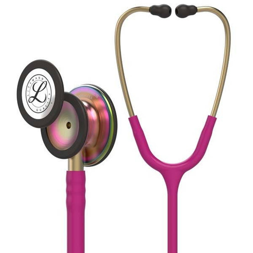 3M Littmann Classic III Stethoscope - Special Edition Rainbow Chestpiece; Raspberry Tube; Brass Stem and Headset