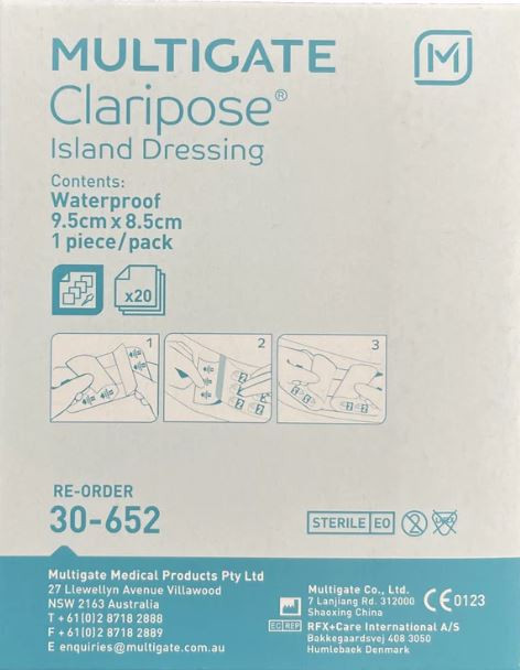 Multigate Claripose Waterproof Island Dressing 9.5cm x 8.5cm - Box/20