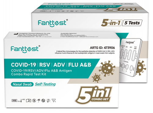 Fanttest COVID-19/RSV/ADV/FLU A&B Antigen Combo Rapid Test Kit (5 in 1) - Single Pack