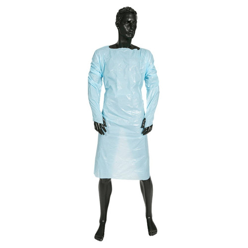 PE Blue Impervious Gown With Thumb Hooks Universal Size