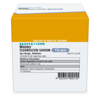 Minims Fluorescein 1% Eye Drops Solution - Box/20