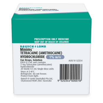 Minims Tetracaine 1% (Amethocaine) Eye Drops Solution - Box/20