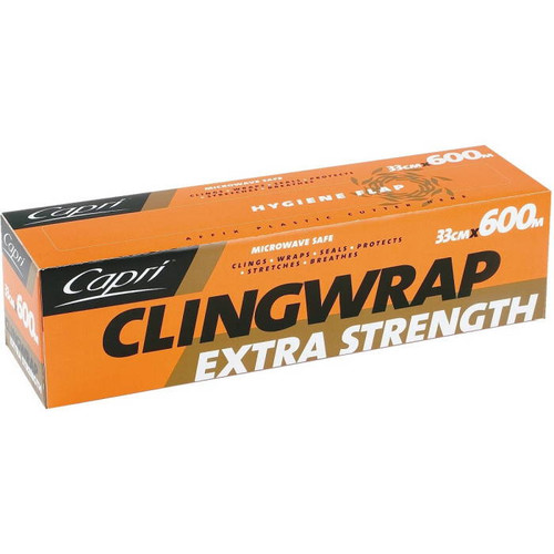 Capri Extra Strength Clingwrap Dispenser Pack Roll 33cm x 600m – Clear