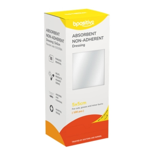 Bpositive Non Adhesive Absorbent Dressing 5 x 5cm - Box of 100