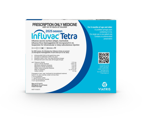 Influvac Tetra 2025 Season - Box of 10 Influvac Tetra 2025 Season - Box of 10