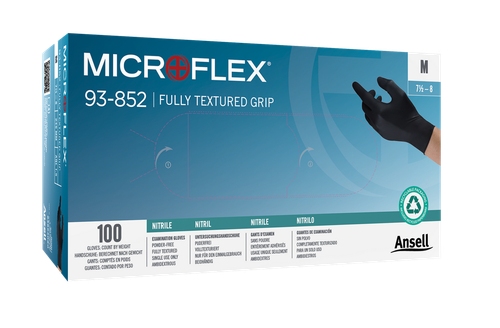 Ansell Microflex Black Nitrile Disposable Gloves - Box of 100