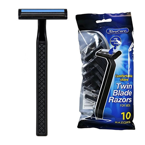 XtraCare Twin Blade Razors for Men Disposable Razors with Lubricating Strip - Pack of 10 XtraCare Twin Blade Razors for Men Disposable Razors with Lubricating Strip - Pack of 10