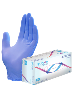 GloveOn Celeste Nitrile Examination Glove, Powder Free (XL) - Box/180