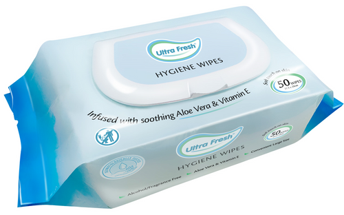 Ultra Fresh Hygiene Wipes 31.5cm x 20cm - 50 Wipes/Pack