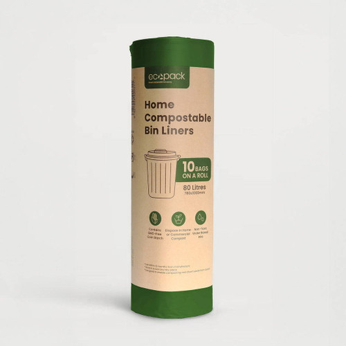 Ecopack 80L Compostable Garbage Bags (1 Roll/10 Bags)