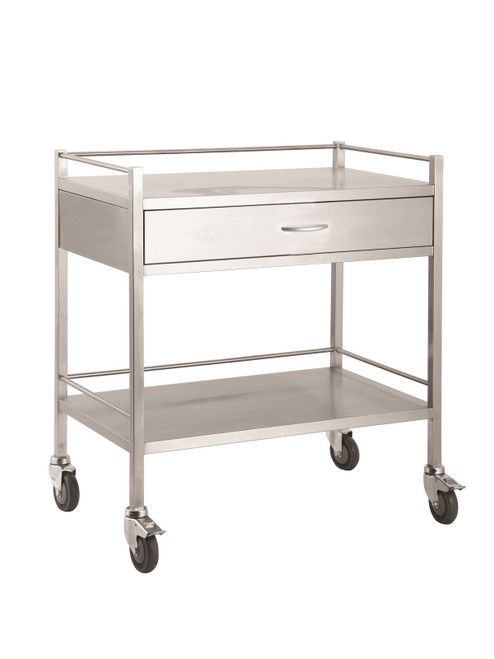 Stainless Steel Double Trolley One Drawer (Full Width)