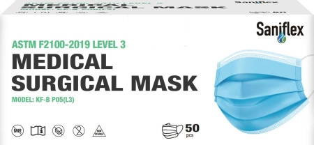 Saniflex Level 3 Disposable 3 Ply Surgical Face Mask - Box of 50