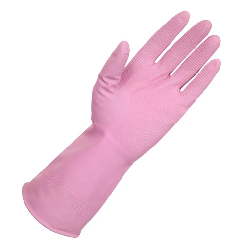 Ultra Touch Rubber Silver-Lined Gloves - Pink, 1 Pair