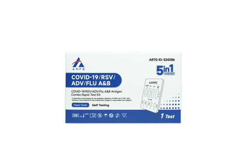 AHPC 5-in-1 COVID-19 RSV Influenza A B and Adenovirus rapid antigen self test front