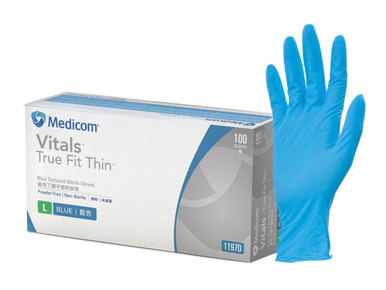 Medicom Vitals Blue Nitrile Gloves - Carton of 1,000 - product packaging