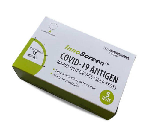 InnoScreen Covid 19 Rapid Antigen Self Test Nasal Swab - 5 Tests - Australian Made