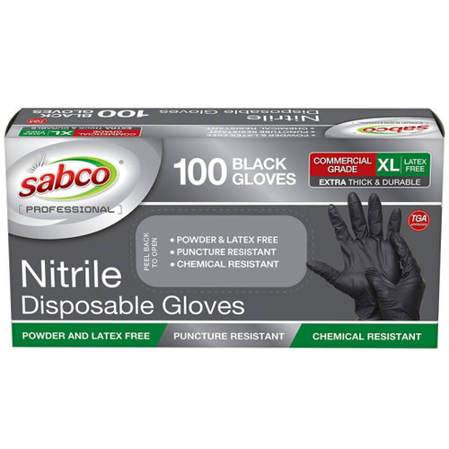 Sabco Black Nitrile Gloves - Box/100