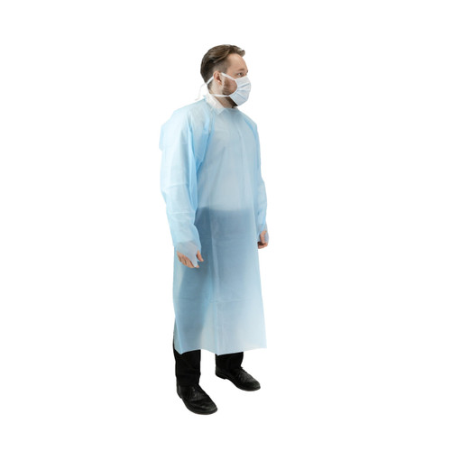 AAMI Level 3 Blue Premium SMS Isolation Gown with Knit Cuffs