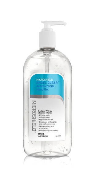 Microshield Angel Clear Antimicrobial Hand Sanitiser Gel - 500ml Pump