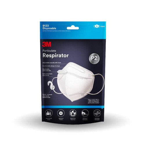 3M 9123 P2 Particulate Vertical Flat Fold Disposable Respirator (5PK)
