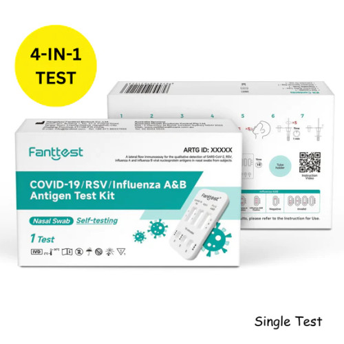 Fanttest 4 in 1 Combo Test Kit RSV Covid-19, influzence A & B - Single Pack